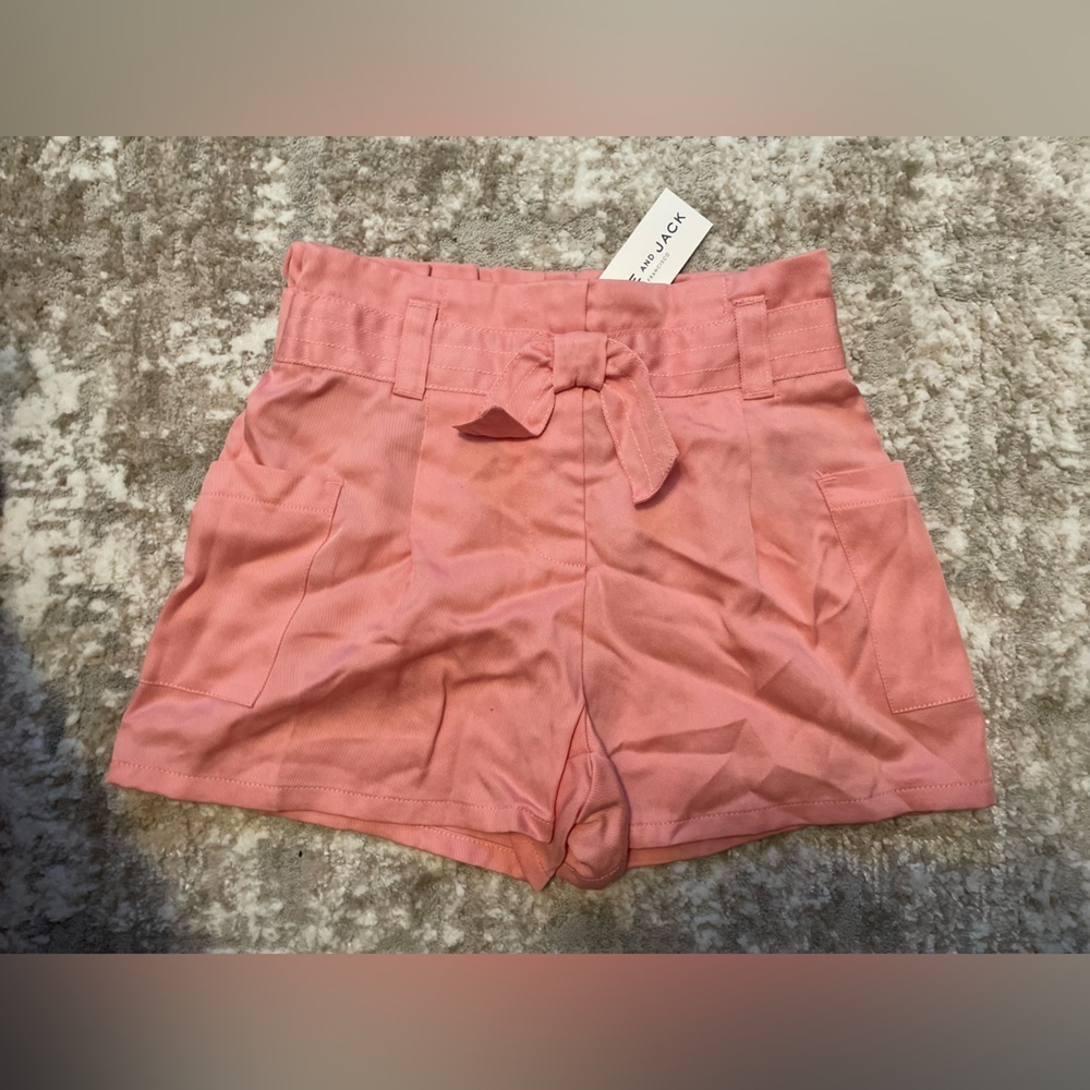Janie and Jack Pink Bow-Tie High Waist Shorts size 6-NWT